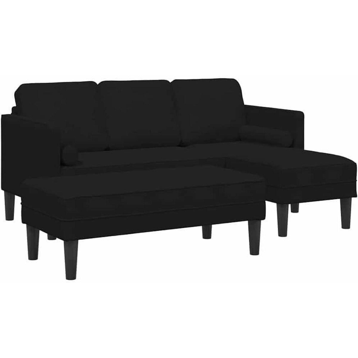 Ecksofa L-Form Schwarz Samt 173x131x67cm mit Bank