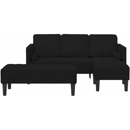Ecksofa L-Form Schwarz Samt 173x131x67cm mit Bank