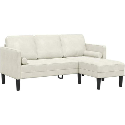 Ecksofa L-Form Creme Samt 173x131x67cm mit Bank