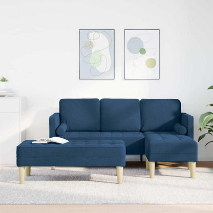 Blaues L-förmiges Ecksofa mit Stoffbezug 173x131x67cm