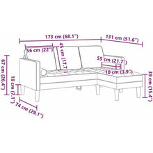 Blaues L-förmiges Ecksofa mit Stoffbezug 173x131x67cm