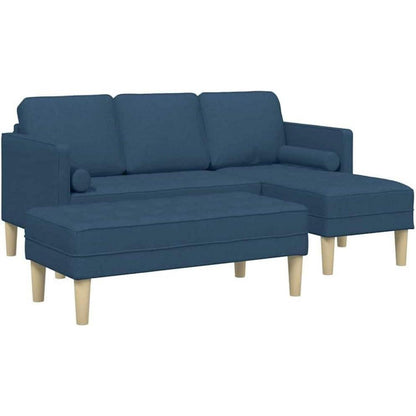 Blaues L-förmiges Ecksofa mit Stoffbezug 173x131x67cm