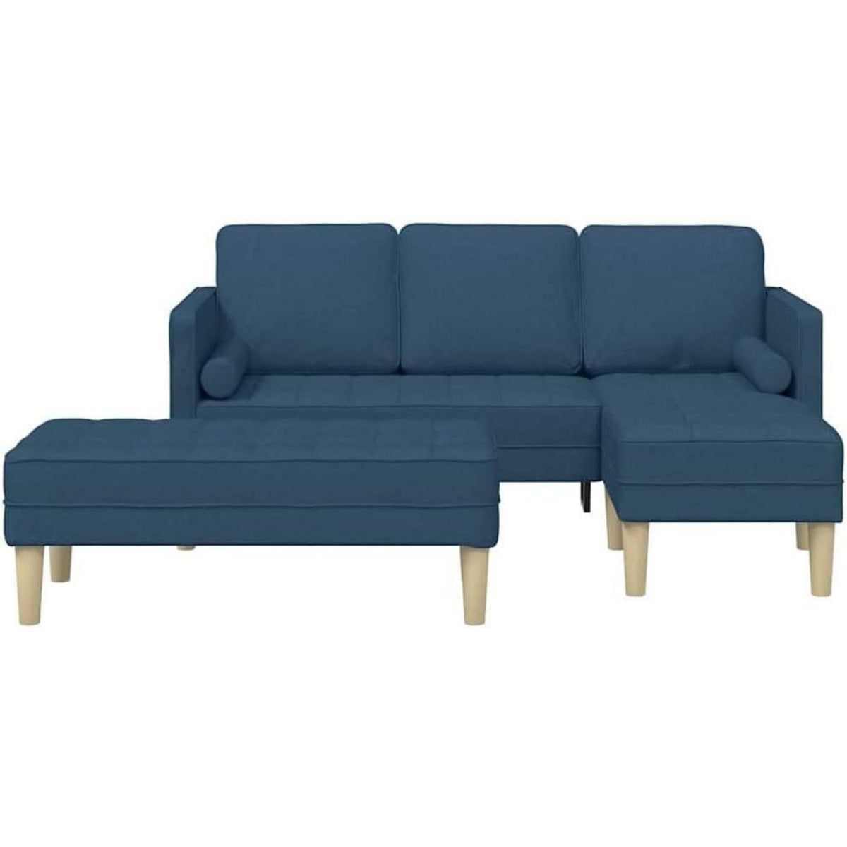 Blaues L-förmiges Ecksofa mit Stoffbezug 173x131x67cm