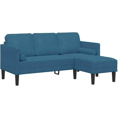 Blaues Ecksofa Samt 173x131x67cm – Modernes Sofa Set
