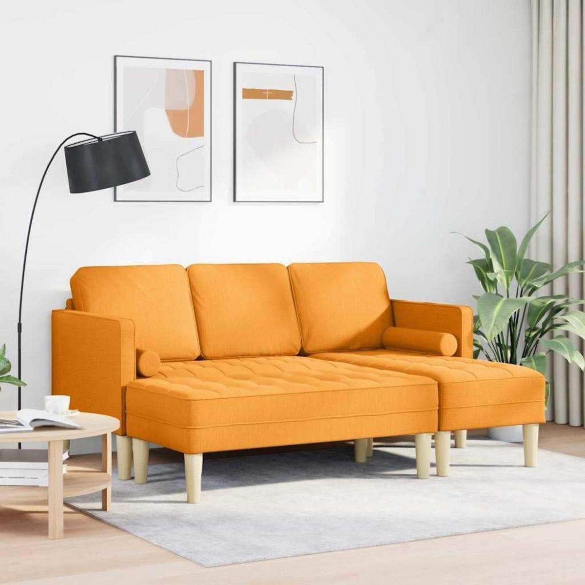 L-förmiges Ecksofa Dunkelgelb – Modernes Sofa Set