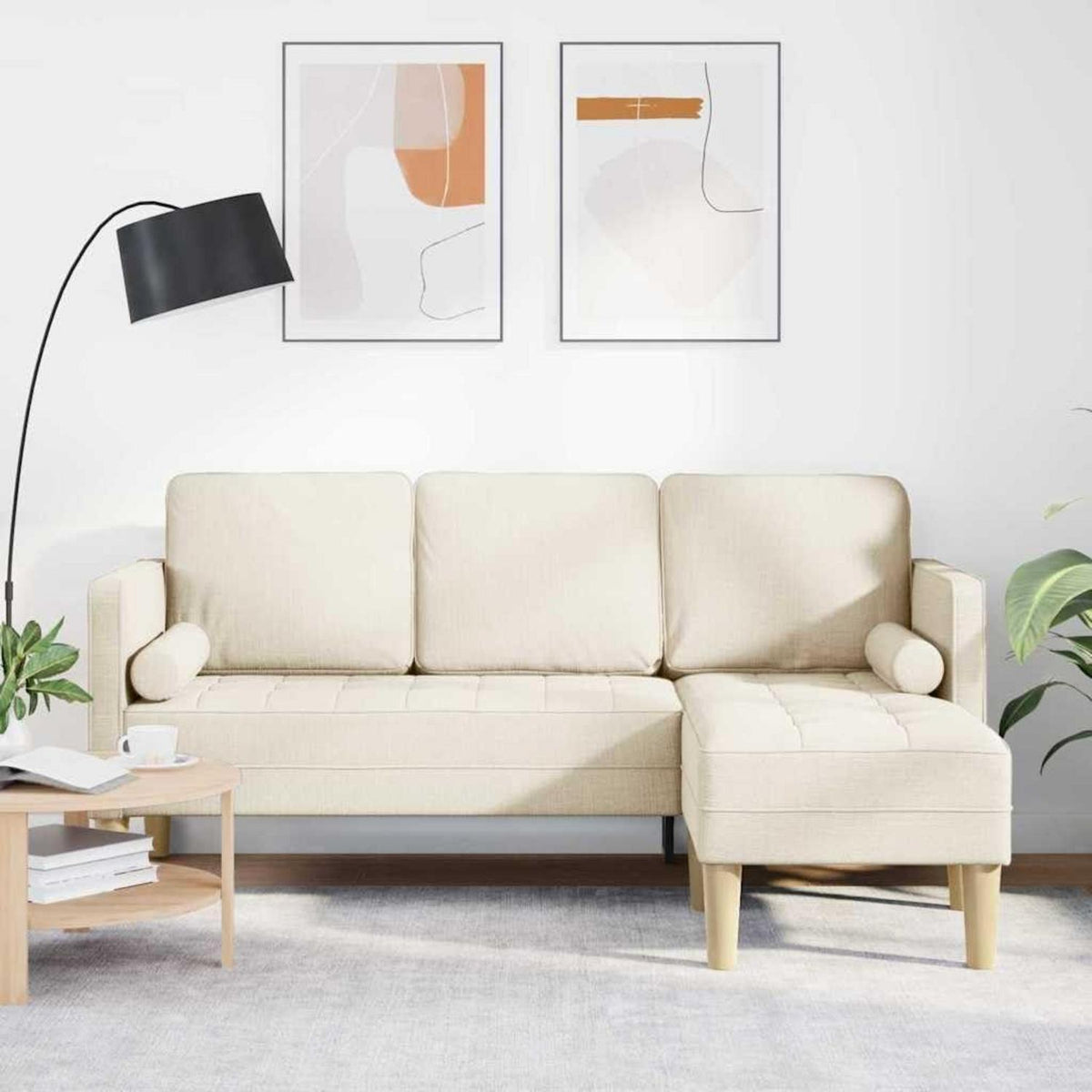 L-förmiges Ecksofa Leinen Stoff 173x131x67 cm Modernes Wohnzimmer Sofa