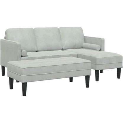 Ecksofa L Form Sofa Set Hellgrau Samt 173x131x67cm