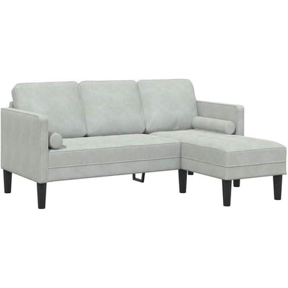 Ecksofa L Form Sofa Set Hellgrau Samt 173x131x67cm