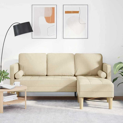 Cremefarbenes L-Form Ecksofa Stoff 173x131x67 cm