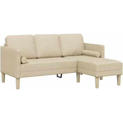 Cremefarbenes L-Form Ecksofa Stoff 173x131x67 cm