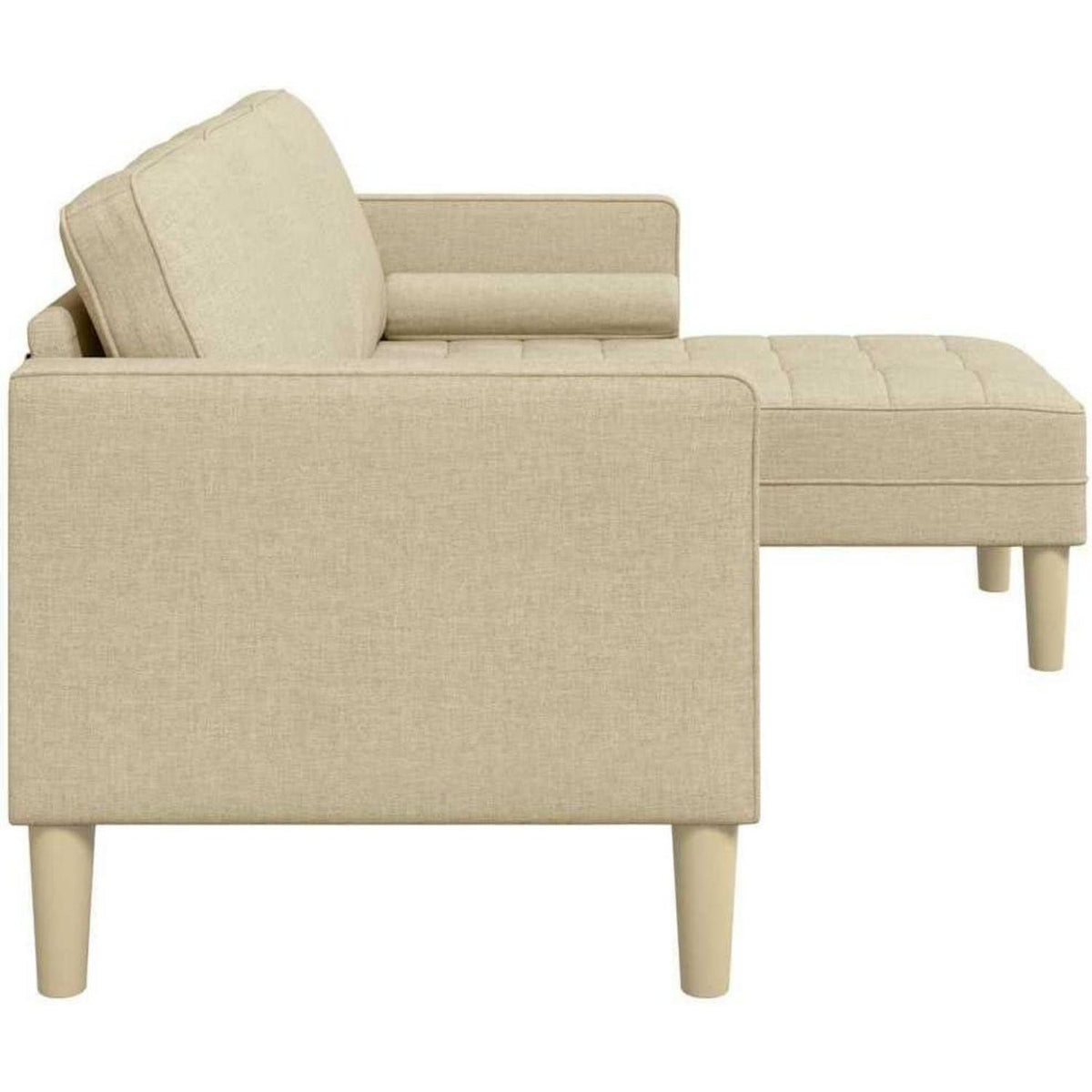 Cremefarbenes L-Form Ecksofa Stoff 173x131x67 cm