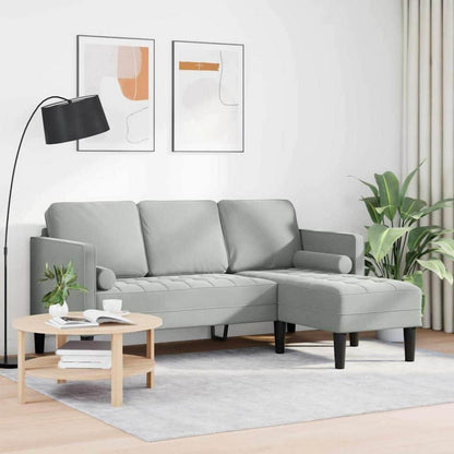 Ecksofa L-Form Hellgrau Samt 173x131x67cm Wasserdicht
