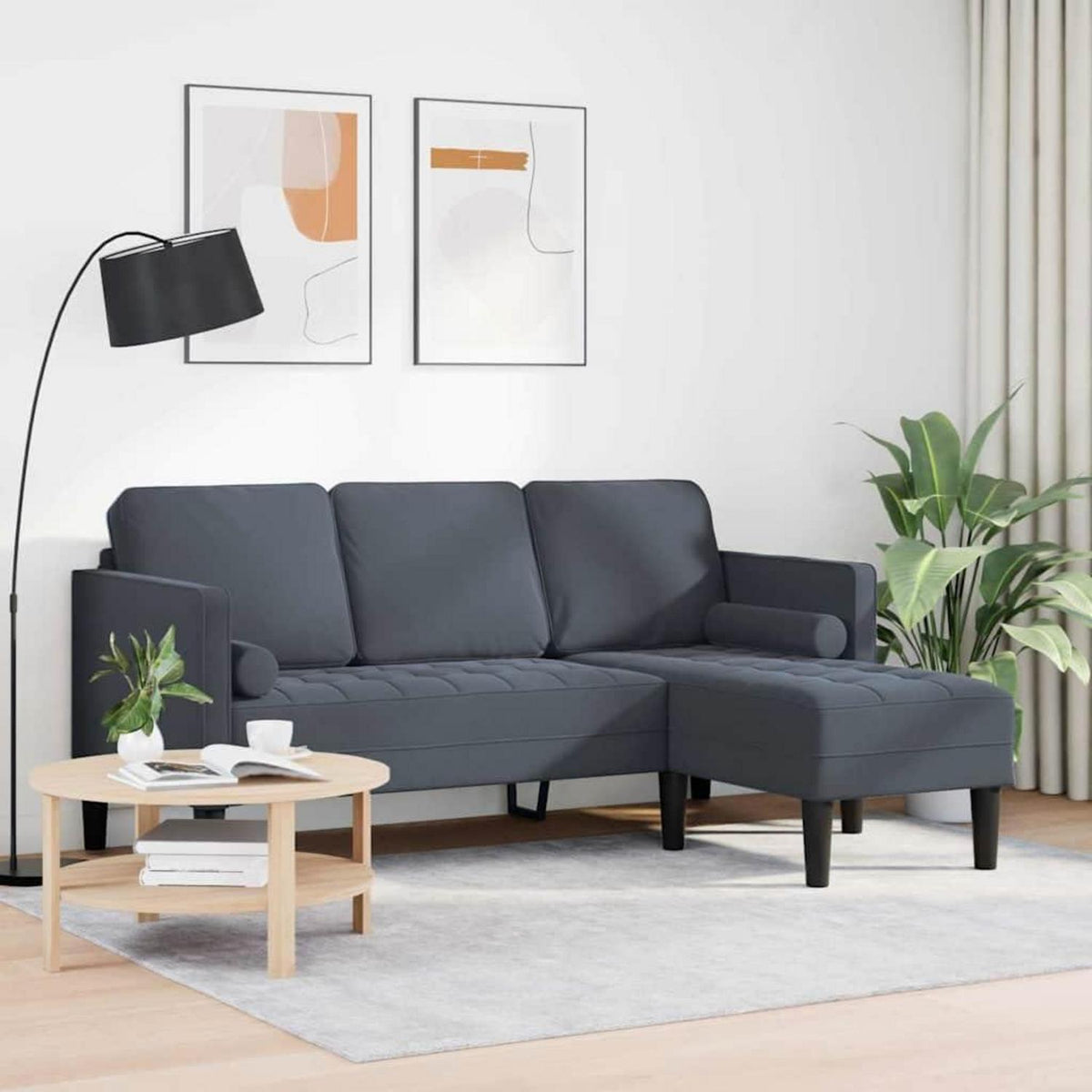 Ecksofa dunkelgrau, Samt, 173x131x67cm, wasserdicht