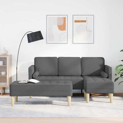 Dunkelgraues L-Form Ecksofa mit Stoffbezug