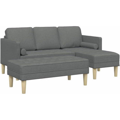 Dunkelgraues L-Form Ecksofa mit Stoffbezug