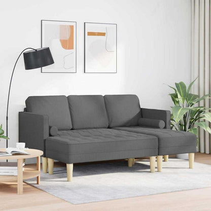 Dunkelgraues L-Form Ecksofa mit Stoffbezug