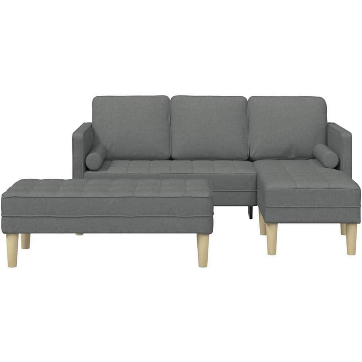 Dunkelgraues L-Form Ecksofa mit Stoffbezug