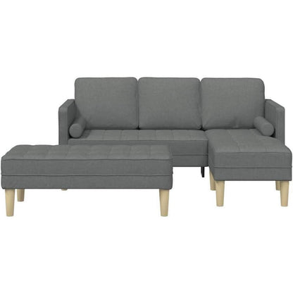 Dunkelgraues L-Form Ecksofa mit Stoffbezug