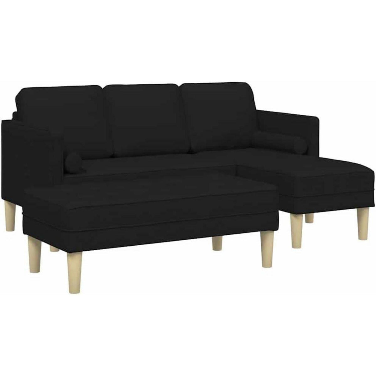 L-förmiges Ecksofa Schwarz Stoff 173x131x67 cm