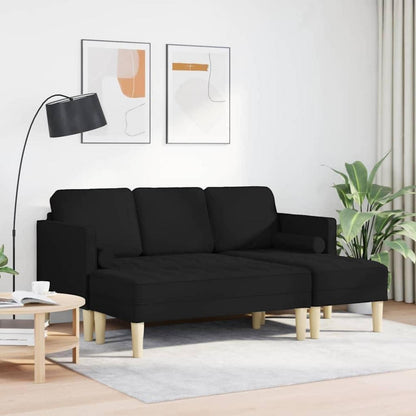 L-förmiges Ecksofa Schwarz Stoff 173x131x67 cm