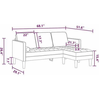 L-förmiges Ecksofa Leinen Stoffsofa 173x131x67 cm