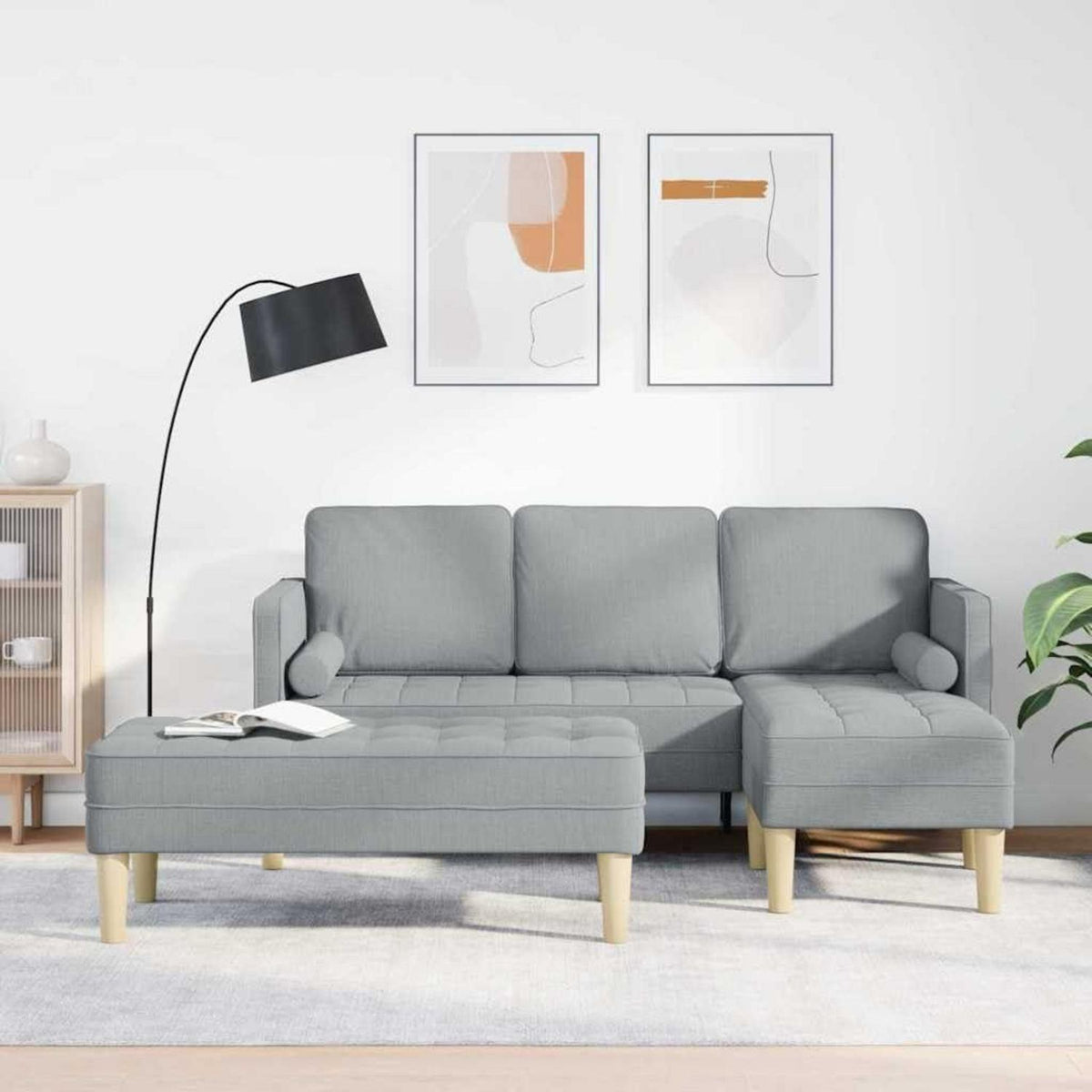 Ecksofa L-Form Hellgrau – Modernes Sofa Set mit Stoffbezug