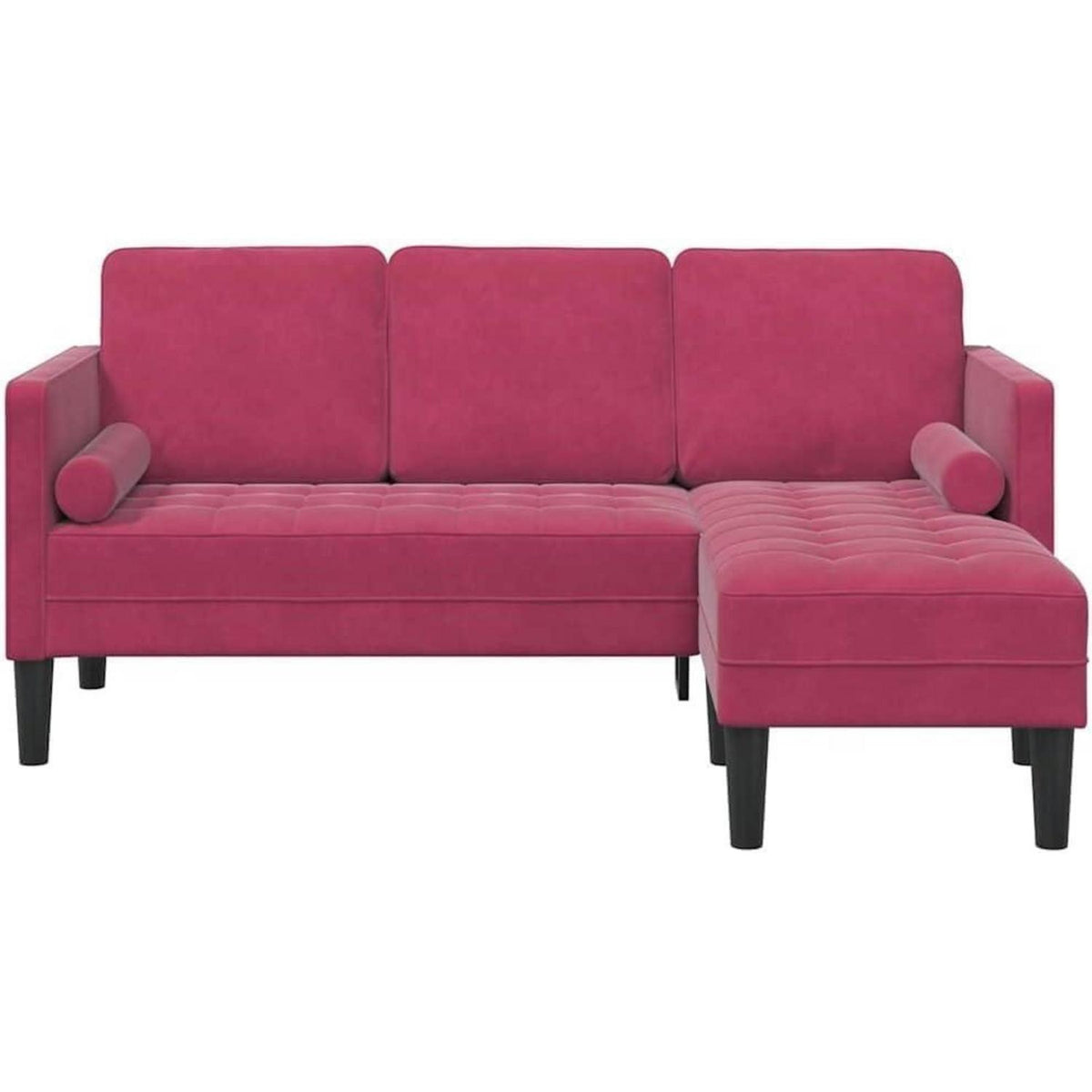Weinrotes Ecksofa Samt 173x131x67cm – Modernes Wohnzimmer Sofa