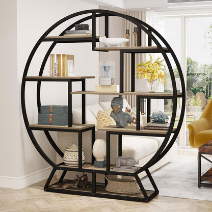 Rundes Bücherregal Industrie-Stil, 5 Etagere, 160cm hoch