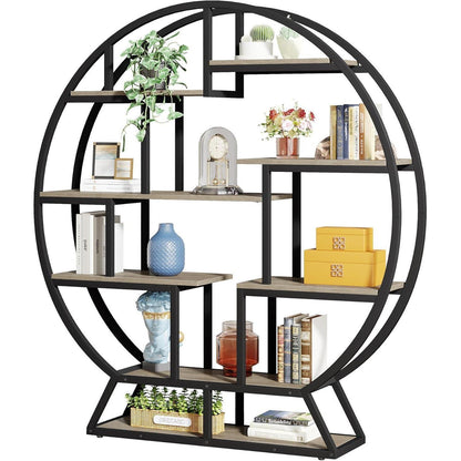Rundes Bücherregal Industrie-Stil, 5 Etagere, 160cm hoch