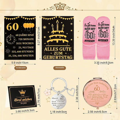 60. Geburtstag Geschenkset Vintage Canvas für Frauen