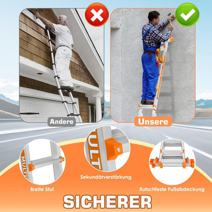 3-Stufen Mehrzweckleiter 3,35m – Stabil & Sicher für Haus & Garten