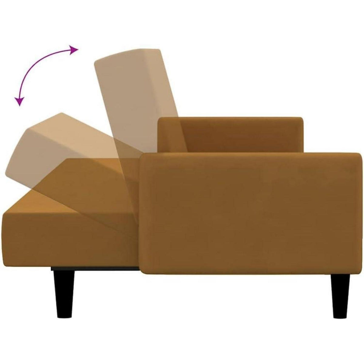 Schlafsofa 2-Sitzer Braun – Samt Bettcouch mit Schlaffunktion