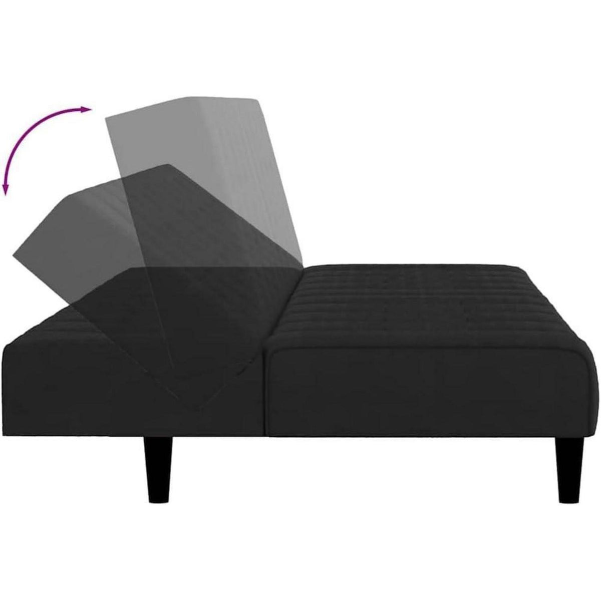Schlafsofa 2-Sitzer Samt Schwarz – Multifunktional & Komfortabel