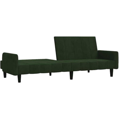 Schlafsofa 2-Sitzer Dunkelgrün Samt – Bettcouch für Wohnungen