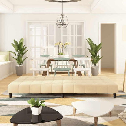 Klappbares Schlafsofa 2-Sitzer Creme Samt – Wohnzimmer Bettsofa