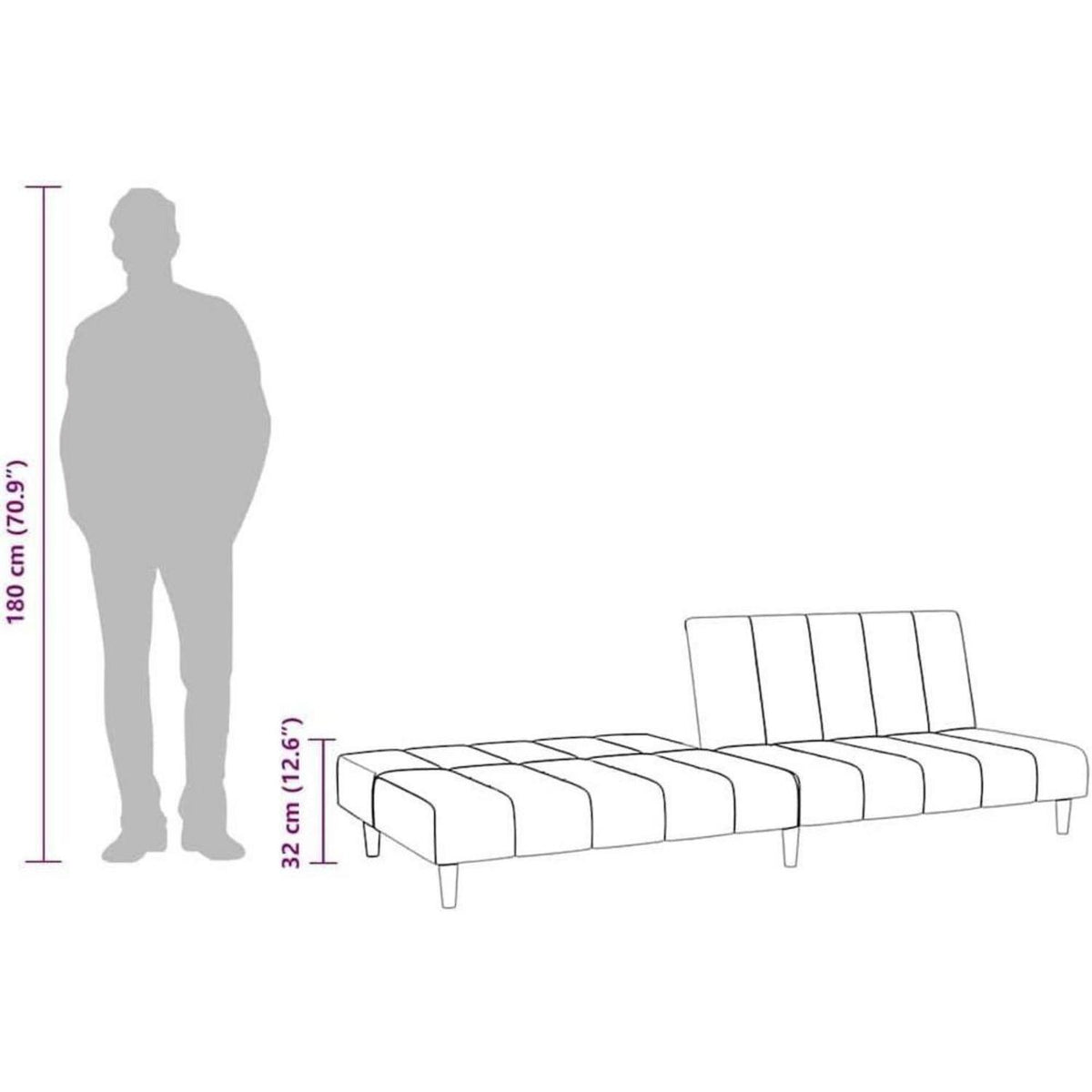 Klappbares Schlafsofa 2-Sitzer Creme Samt – Wohnzimmer Bettsofa