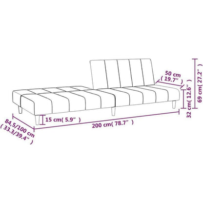 Trennbares Schlafsofa Weinrot – Samt 2-Sitzer für Wohnzimmer