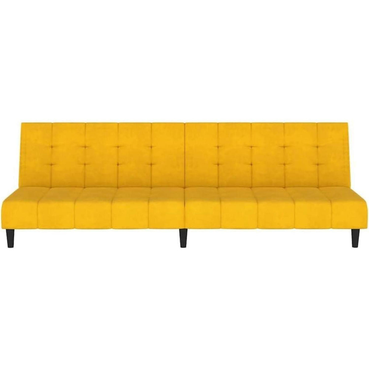 Klappbares Schlafsofa Gelb Samt – 2-Sitzer Couch mit Bettfunktion