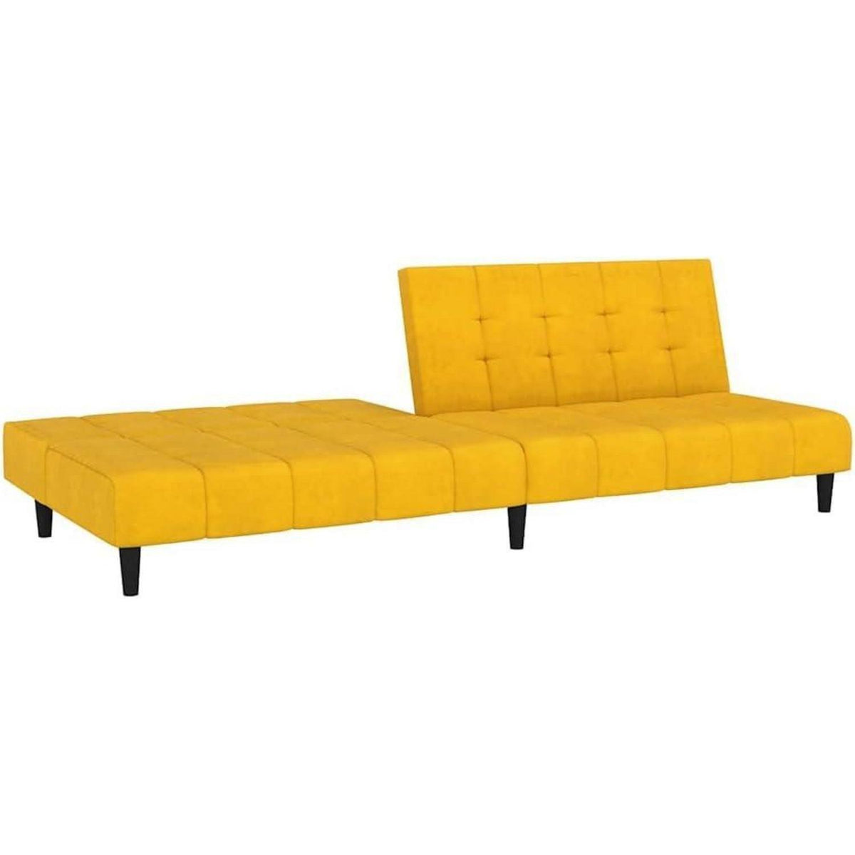 Klappbares Schlafsofa Gelb Samt – 2-Sitzer Couch mit Bettfunktion