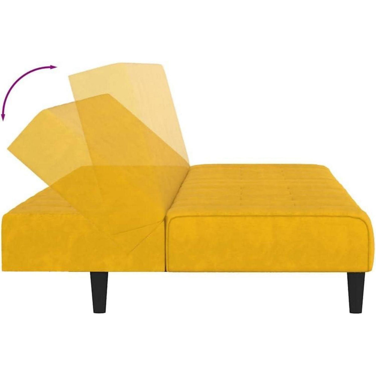 Klappbares Schlafsofa Gelb Samt – 2-Sitzer Couch mit Bettfunktion