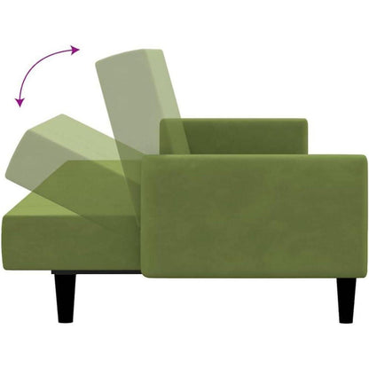 Klappbares Schlafsofa 2-Sitzer, Hellgrün Samt, Bettsofa für Wohnzimmer