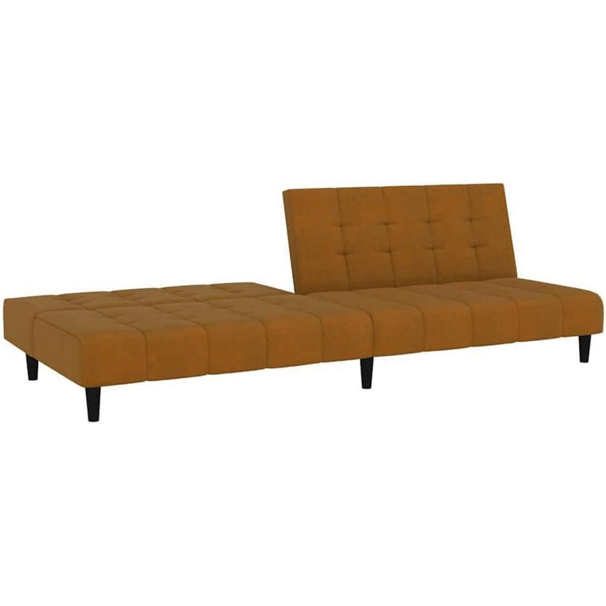 Trennbares Schlafsofa aus Samt – Braun, 2-Sitzer