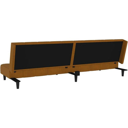Trennbares Schlafsofa aus Samt – Braun, 2-Sitzer