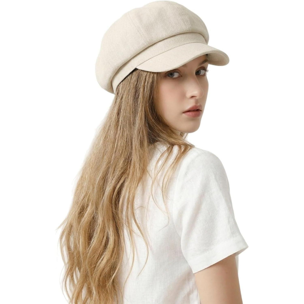 Damen Ballonmütze aus Baumwolle & Leinen - Vintage Barett Cap