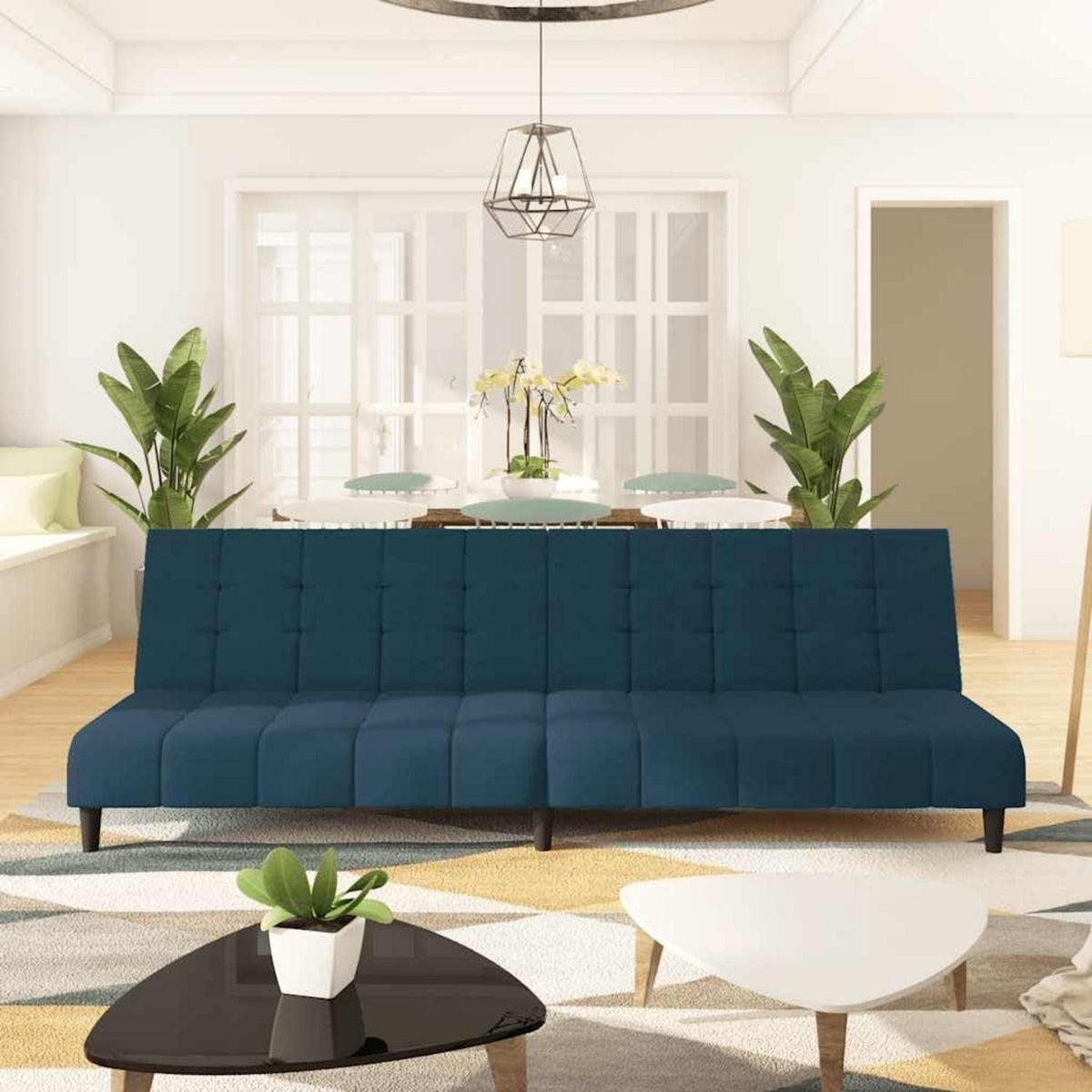 Klappbares Schlafsofa Blau Samt – 2-Sitzer für Wohnzimmer & Gästezimmer