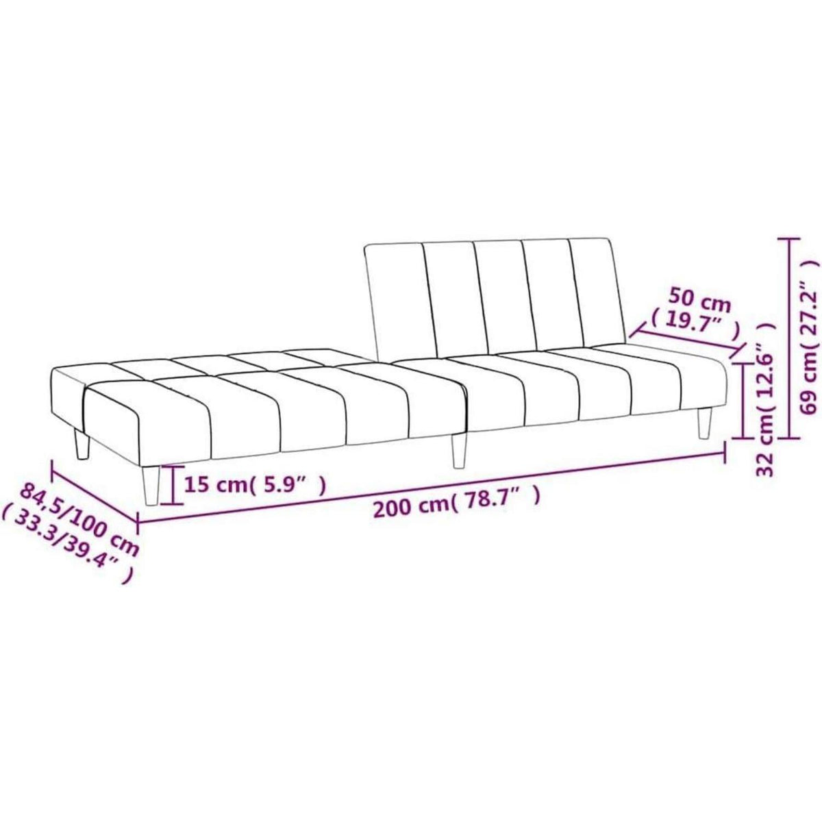 Klappbares Schlafsofa Blau Samt – 2-Sitzer für Wohnzimmer & Gästezimmer