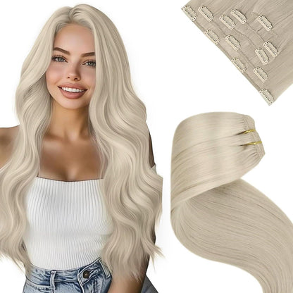 Echthaar Haarverlängerung Blond 50cm - 5er Set