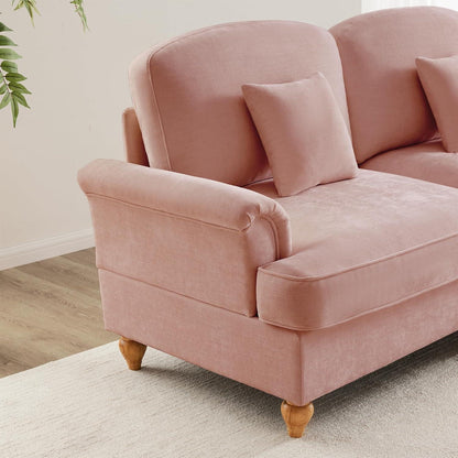 L-förmiges Ecksofa Mittelalter Stil Rosa mit Ottomane & Rüschenschürze