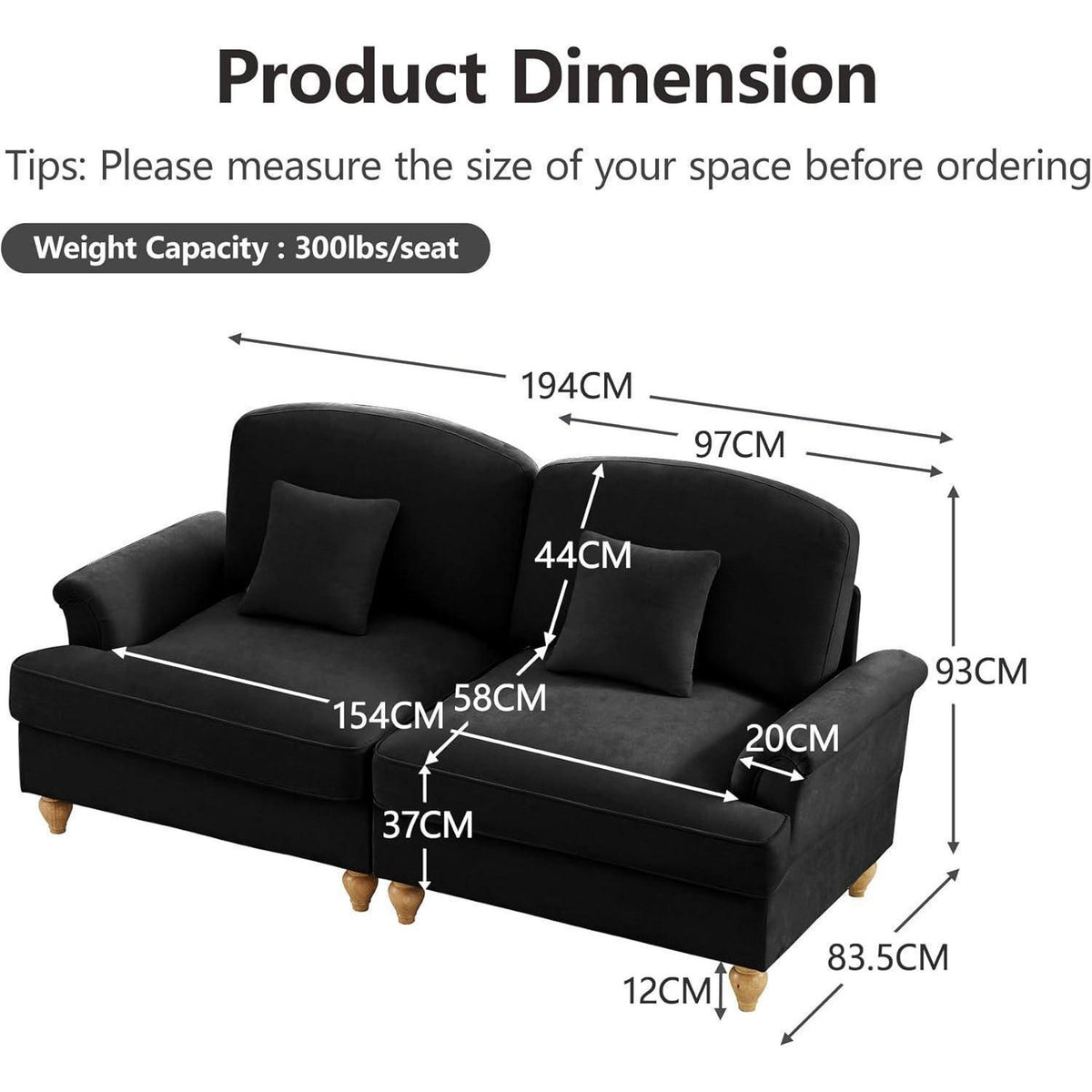 L-förmiges 2-Sitzer Sofa Mittelalter Stil mit Rüschenschürze & Kissen