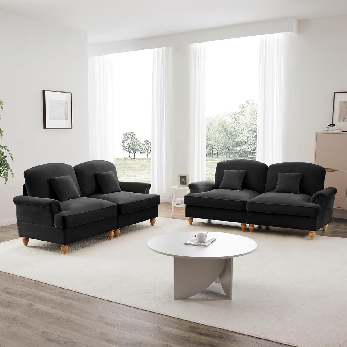 L-förmiges 2-Sitzer Sofa Mittelalter Stil mit Rüschenschürze & Kissen